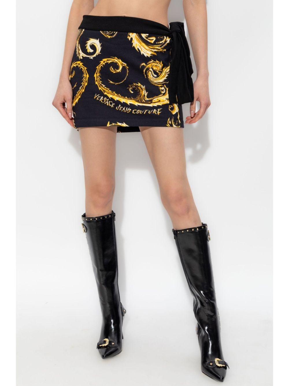 Shop Versace Jeans Couture Barocco-print Skirt In Black