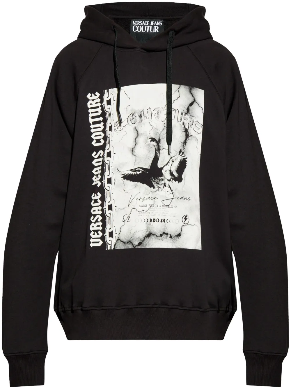 Shop Versace Jeans Couture Logo-print Hoodie In Black