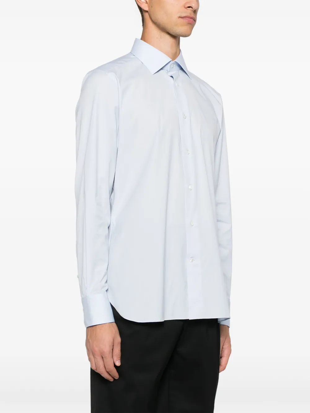 Zegna Overhemd met uitgesneden kraag Blauw