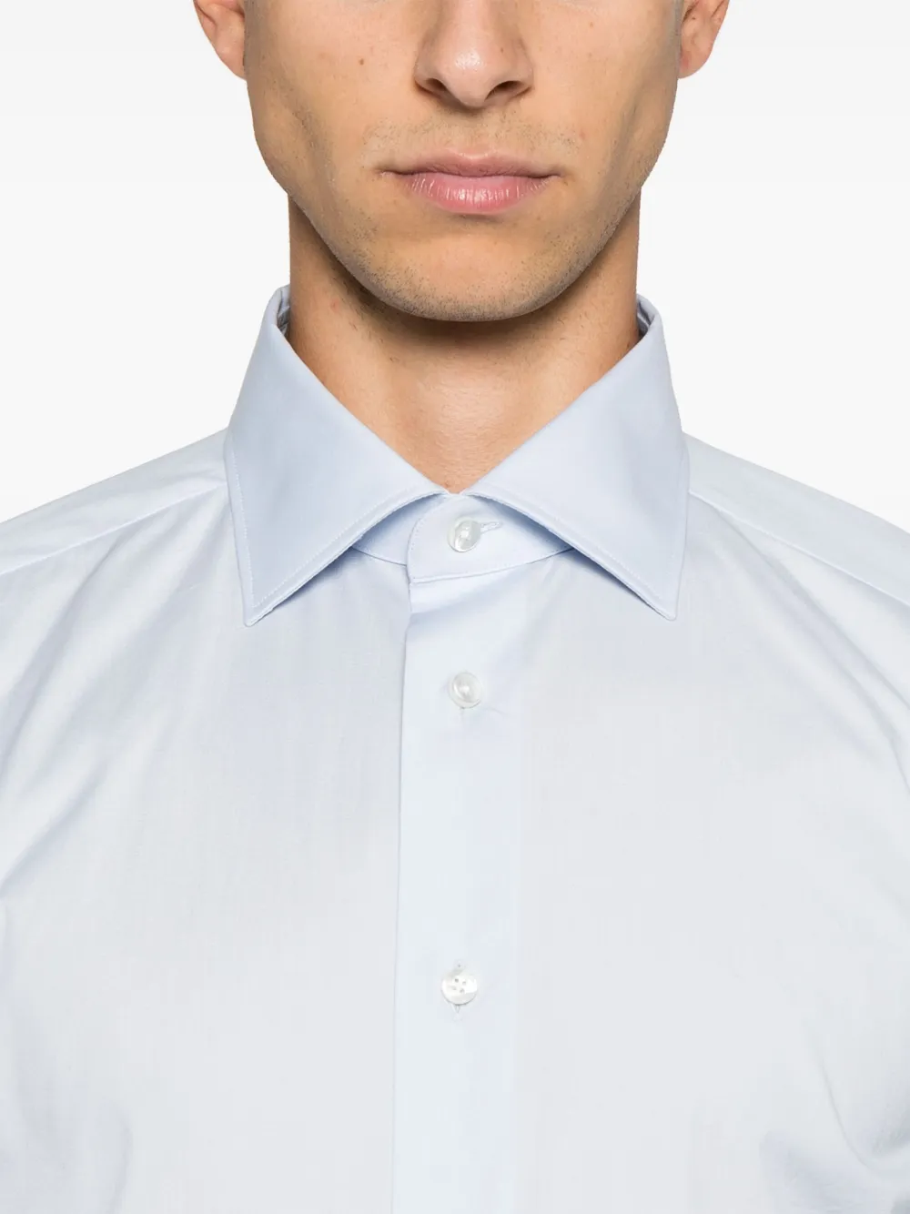 Zegna Overhemd met uitgesneden kraag Blauw