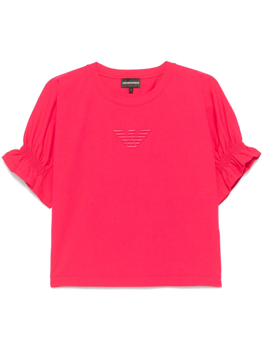 Emporio Armani logo-embroidered jersey T-shirt - Pink