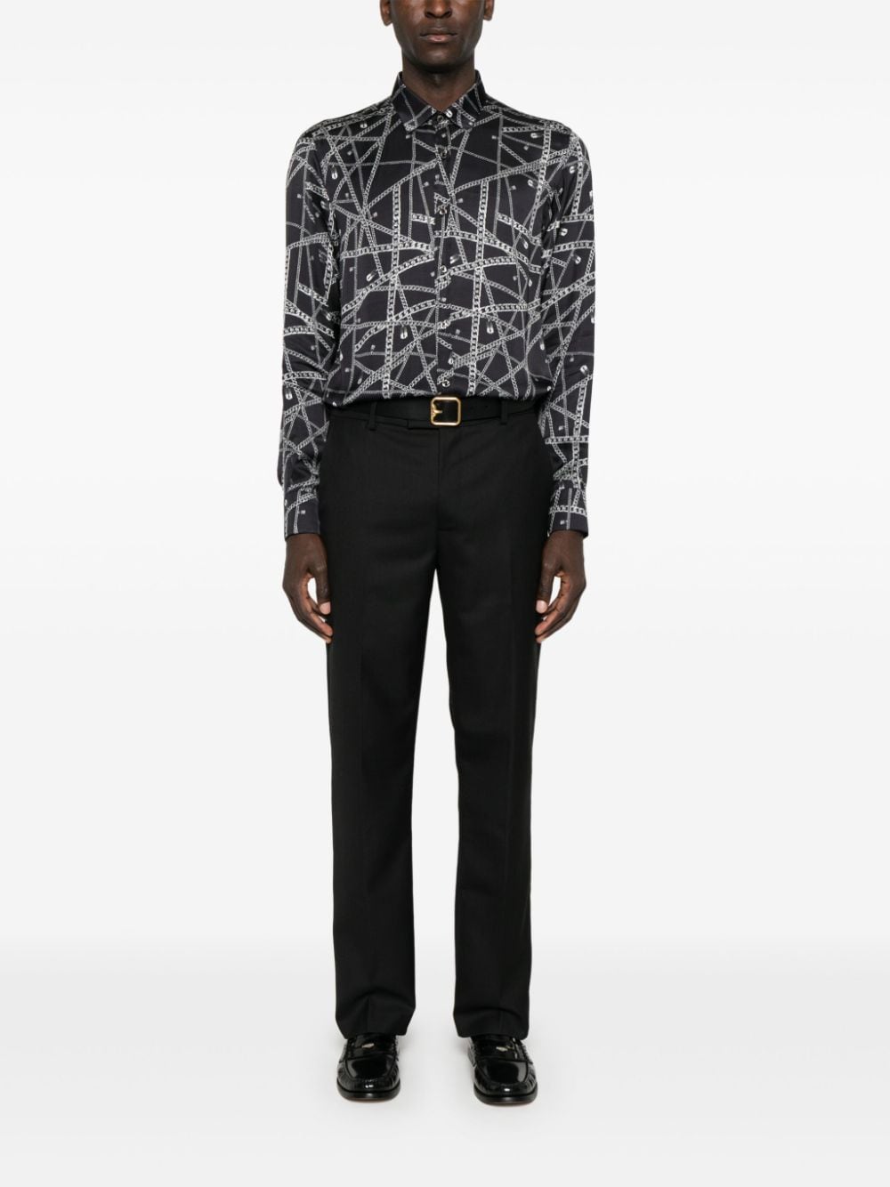 Shop John Richmond Chain-print Shirt In Black