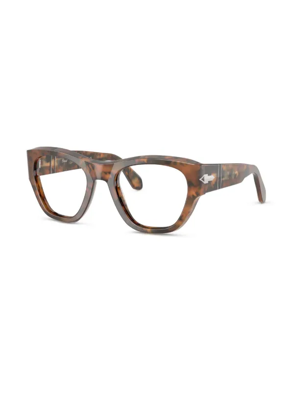Persol トータスシェル スクエア眼鏡フレーム | ブラウン | FARFETCH JP
