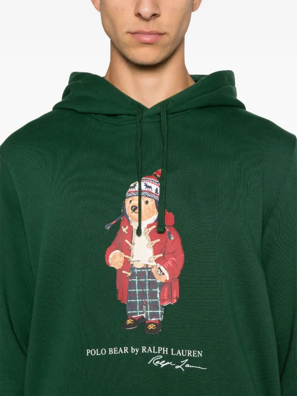 Polo Ralph Lauren Polo Bear motif hoodie men Recycled Polyester Cotton M Green