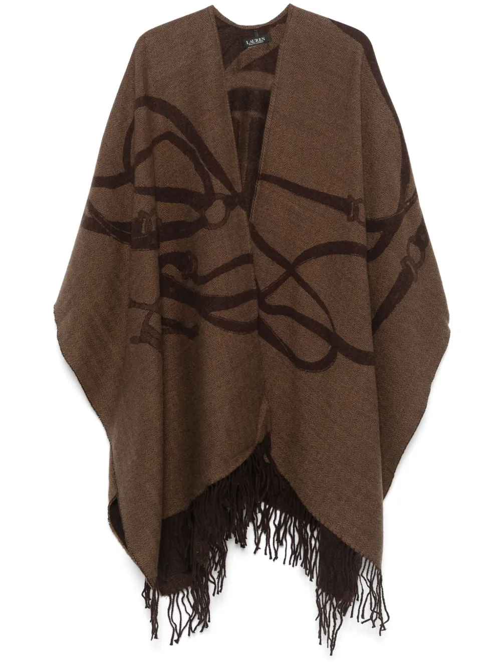 Lauren Ralph Lauren Poncho met jacquard riem Bruin