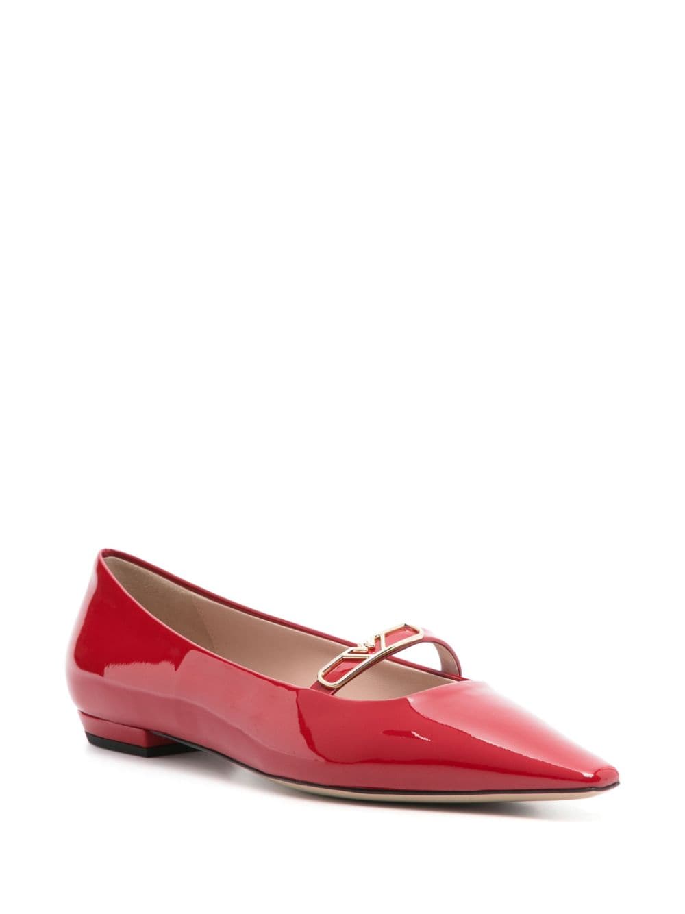 Shop Emporio Armani Eagle-plate Leather Ballerina Shoes In Red