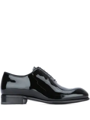 Giorgio Armani エナメルレザー レースアップシューズ | ブラック