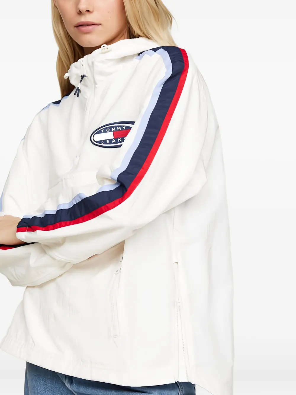 Tommy Jeans Stripe Hooded Giacca In White