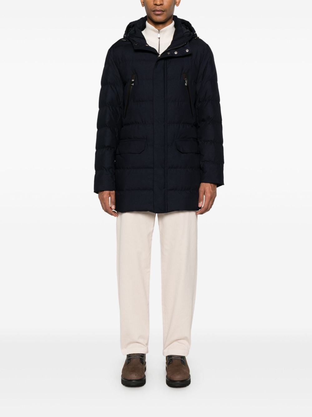 Shop Corneliani Hooded Puffer Jacket In 蓝色