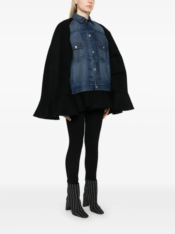 Sacai デニムパネル ケープ | ブラック | FARFETCH JP