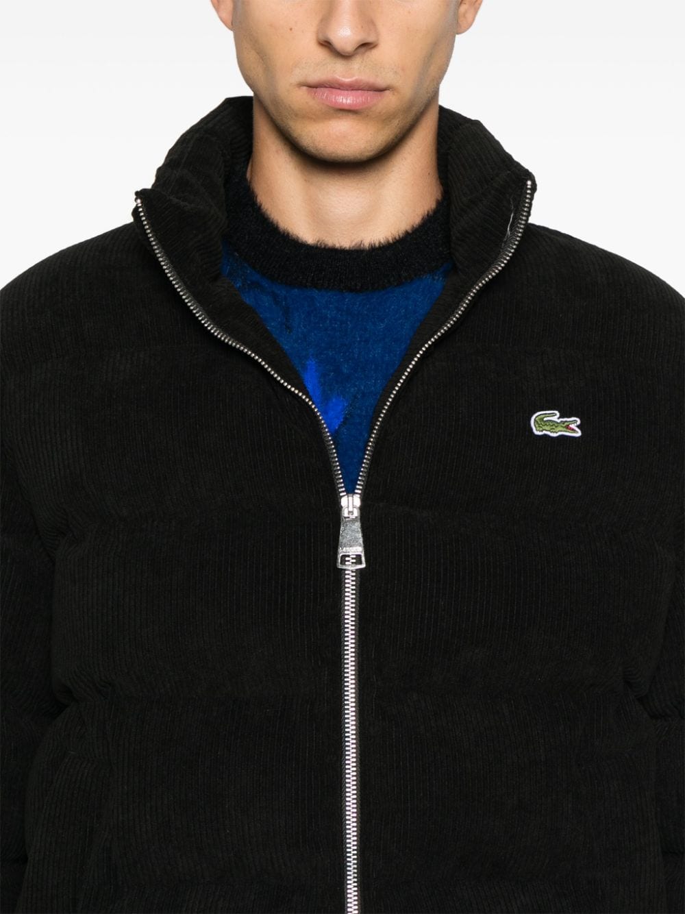 Shop Lacoste Quilted Puffer Jacket In Black