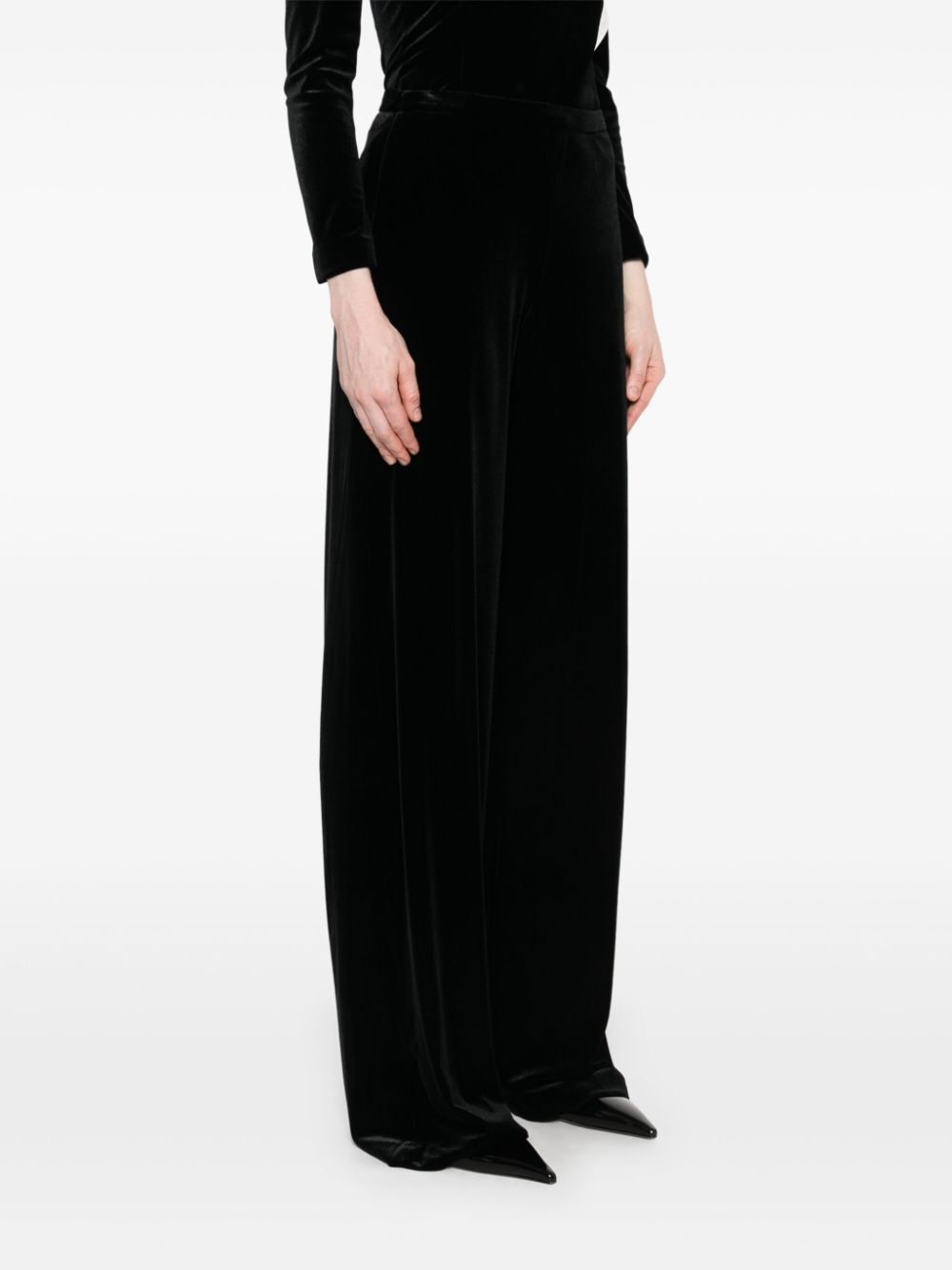 Shop Emporio Armani Velvet Trousers In Schwarz