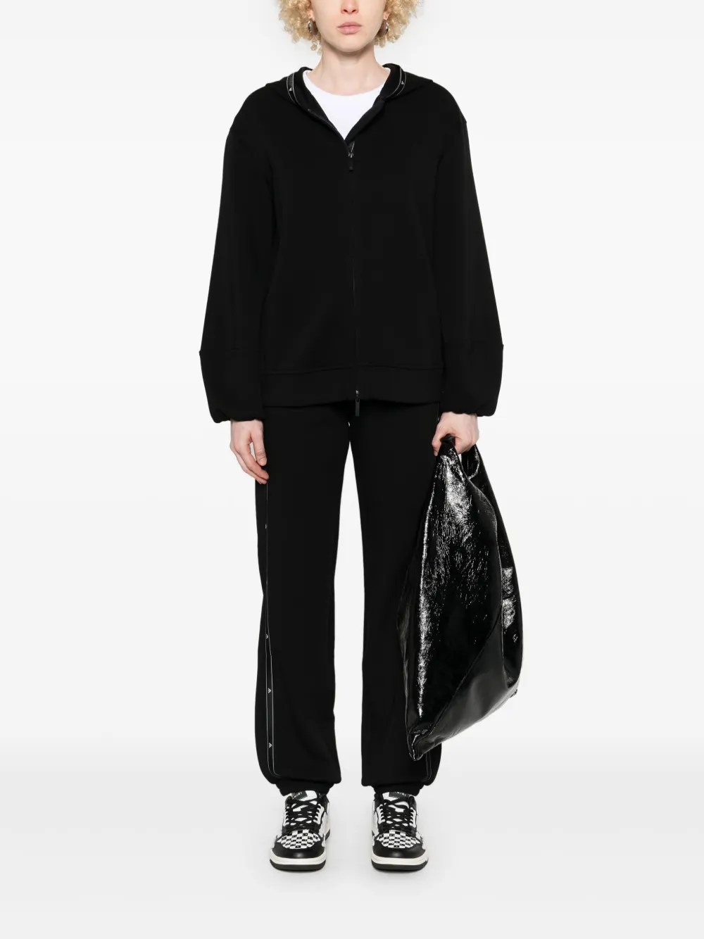 Emporio Armani logo-tape hoodie - Zwart