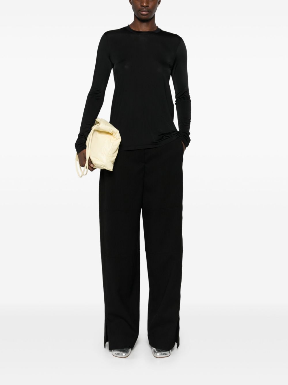 Shop Jil Sander Virgin-wool Trousers In Black