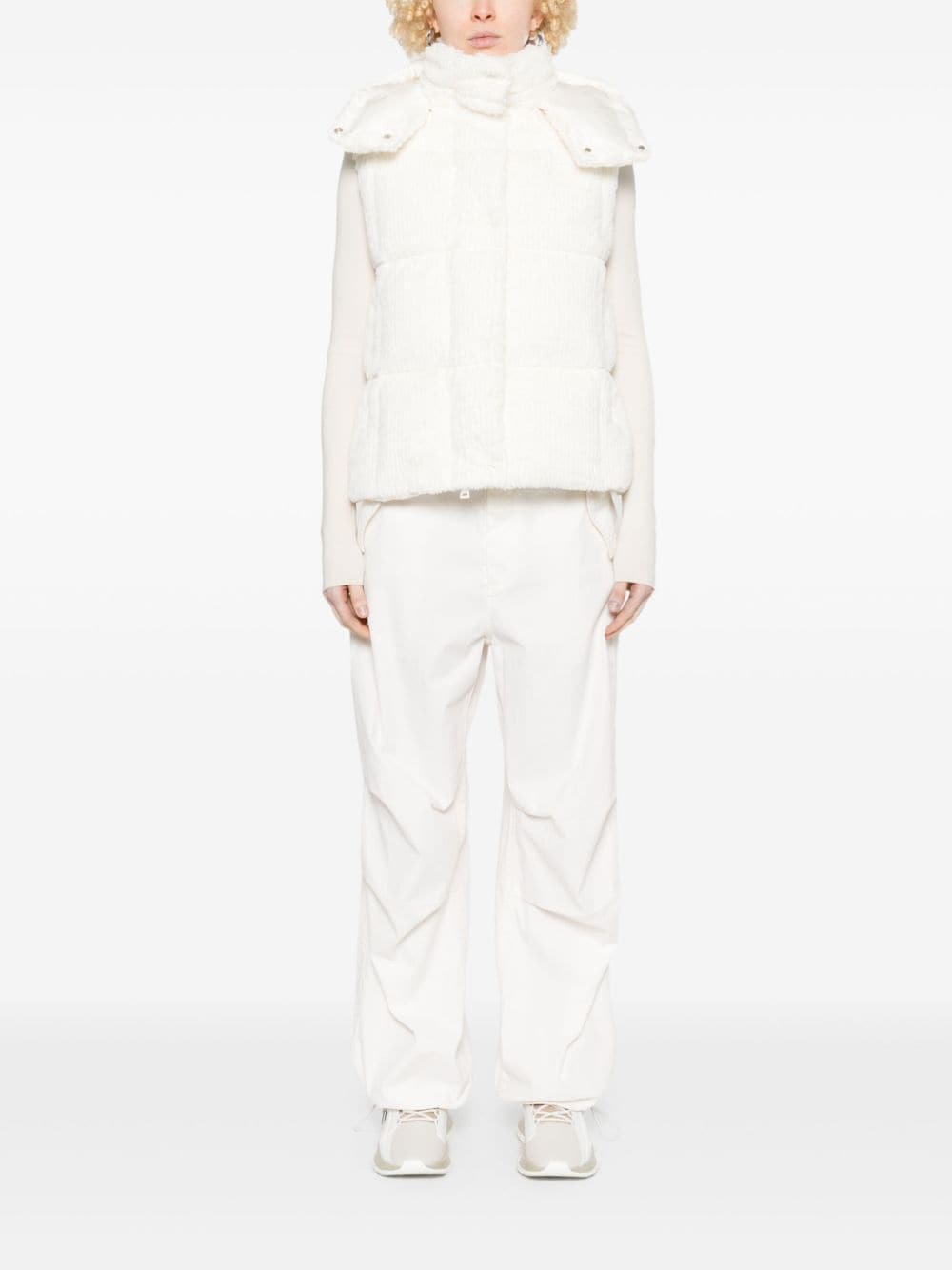 Shop Moncler Faux-fur Gilet In Neutrals