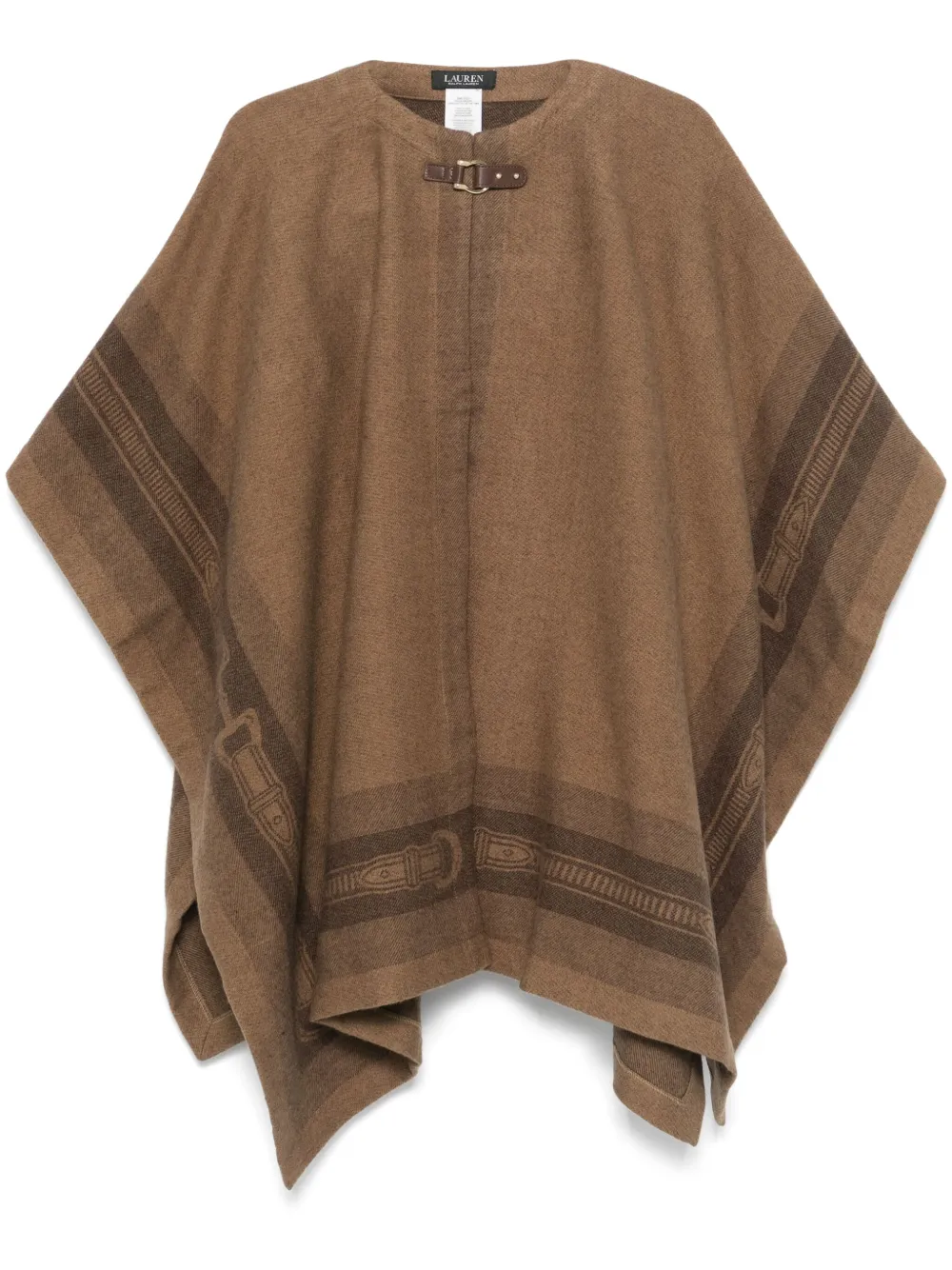 Lauren Ralph Lauren Poncho met jacquard riem Bruin