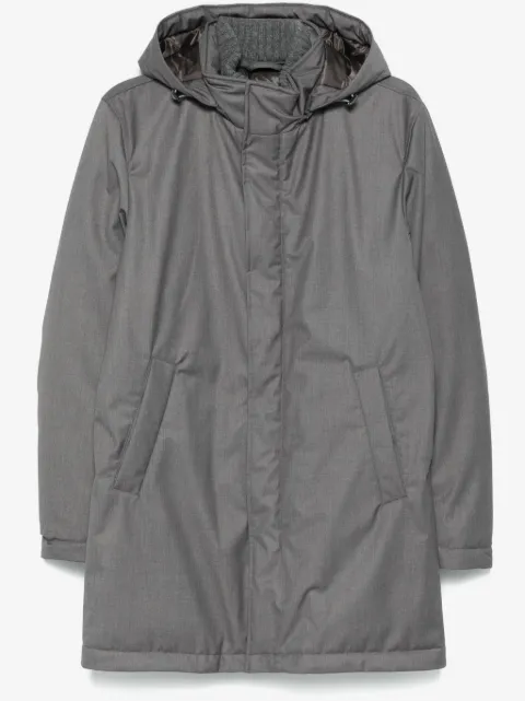 Herno Elegant zip closure long hooded jacket
