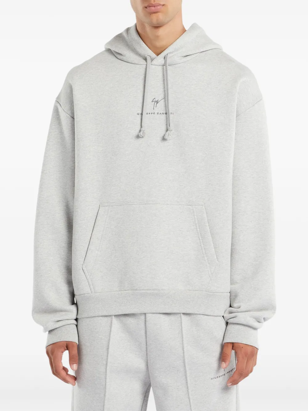 Giuseppe Zanotti Hoodie met geborduurd logo Grijs