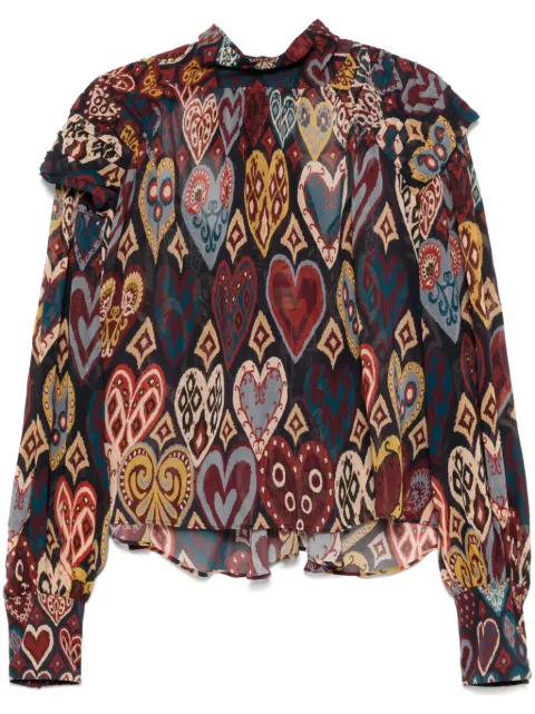 FARM Rio heart Ikat blouse