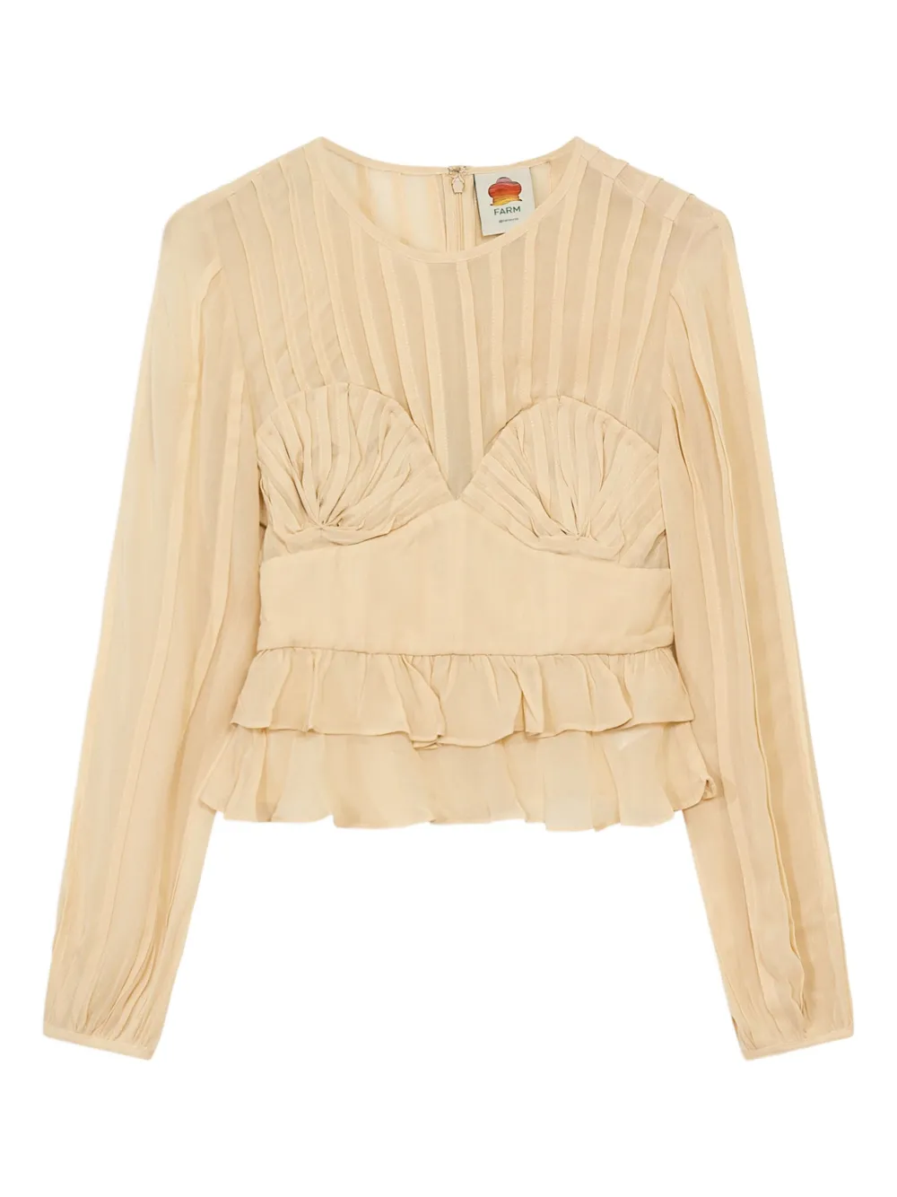 FARM Rio ruffled-trim pleated blouse | Neutrals | Image 1