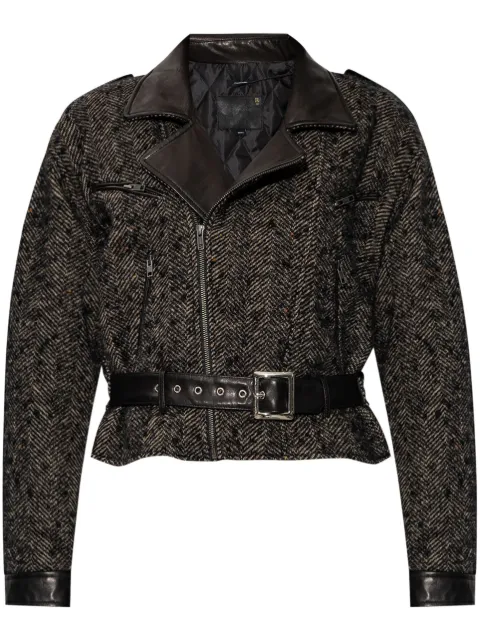 R13 herringbone-pattern biker jacket