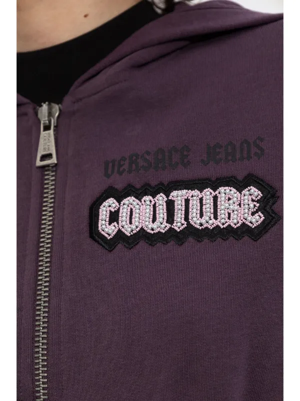 【versace】ラ コロンナ フーディ Versace Jeans Couture corset-style Hoodie | Purple | FARFETCH GE