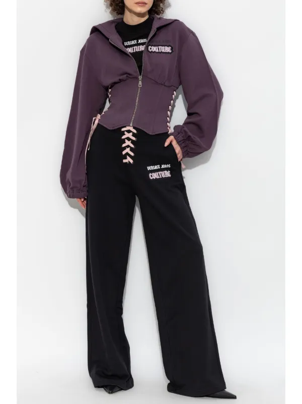 【versace】ラ コロンナ フーディ Versace Jeans Couture corset-style Hoodie | Purple | FARFETCH GE