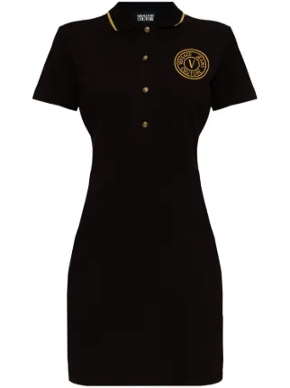 VERSACEJEANSCOUTURE シグネチャー ロゴ ワンピース 黒 Versace Jeans Couture ロゴ ワンピース | ブラック | FARFETCH JP