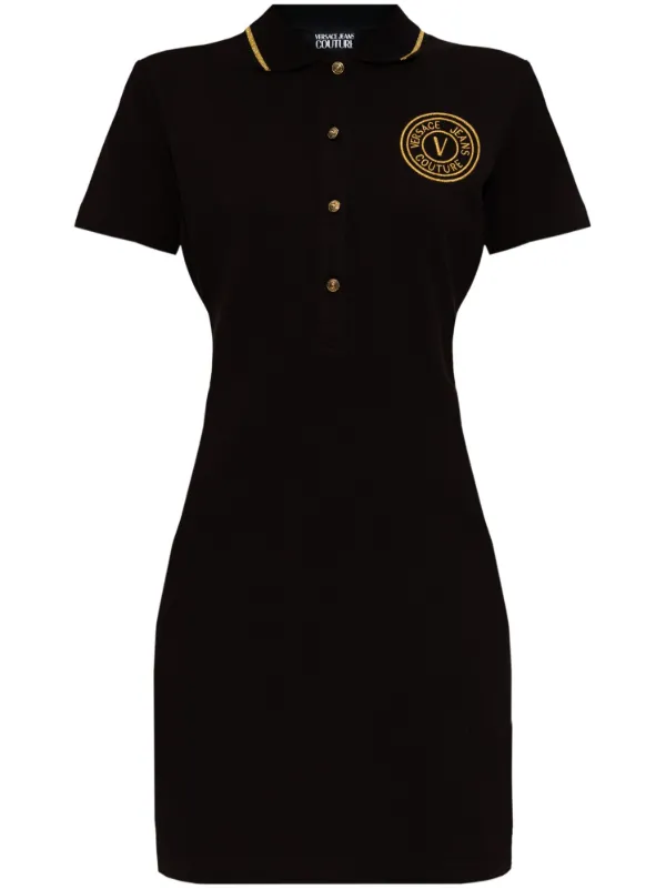 Versace Jeans Couture embroidered-logo Dress | Black | FARFETCH BH