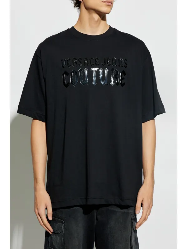 Versace Jeans Couture logo-patch T-shirt | Black | FARFETCH JO