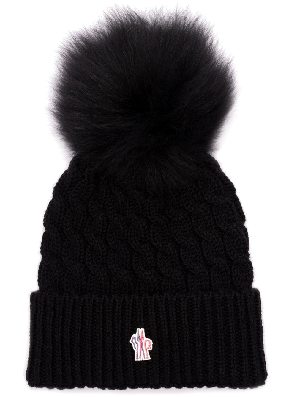 Moncler Pompom Wool Beanie Hat In Black