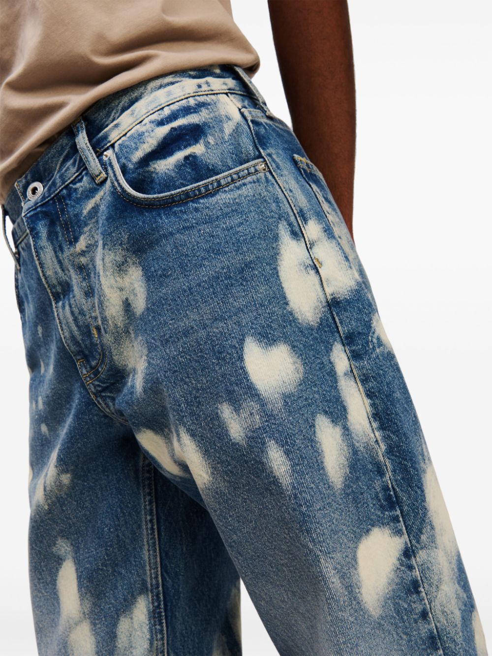 Shop Karl Lagerfeld Jeans Bleached Traight-leg Jeans In Blue