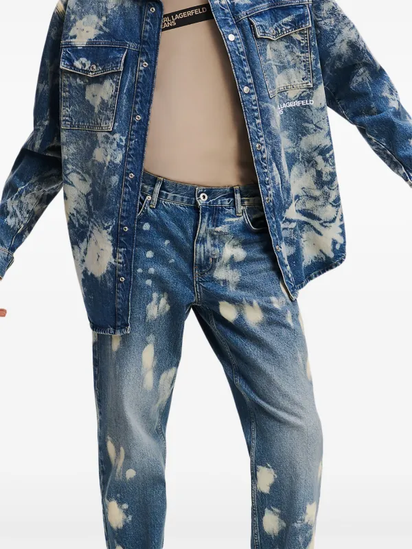 Karl Lagerfeld Jeans Jean Droit à Effet Usé Bleu FARFETCH TN