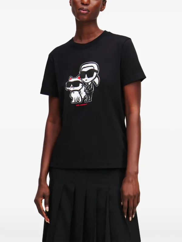 Karl Lagerfeld Ikon Choupette T-shirt | Black | FARFETCH RO
