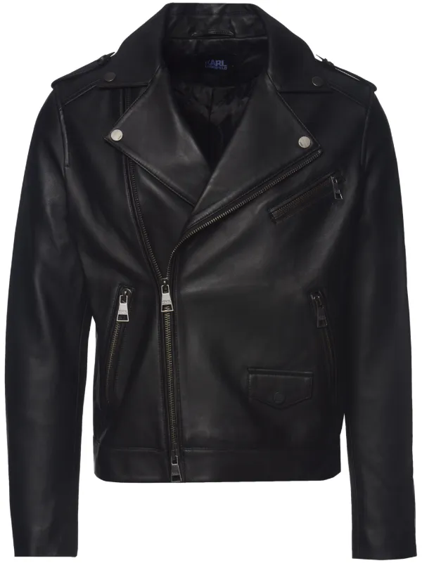 Karl Lagerfeld Leather Biker Jacket Black FARFETCH TR