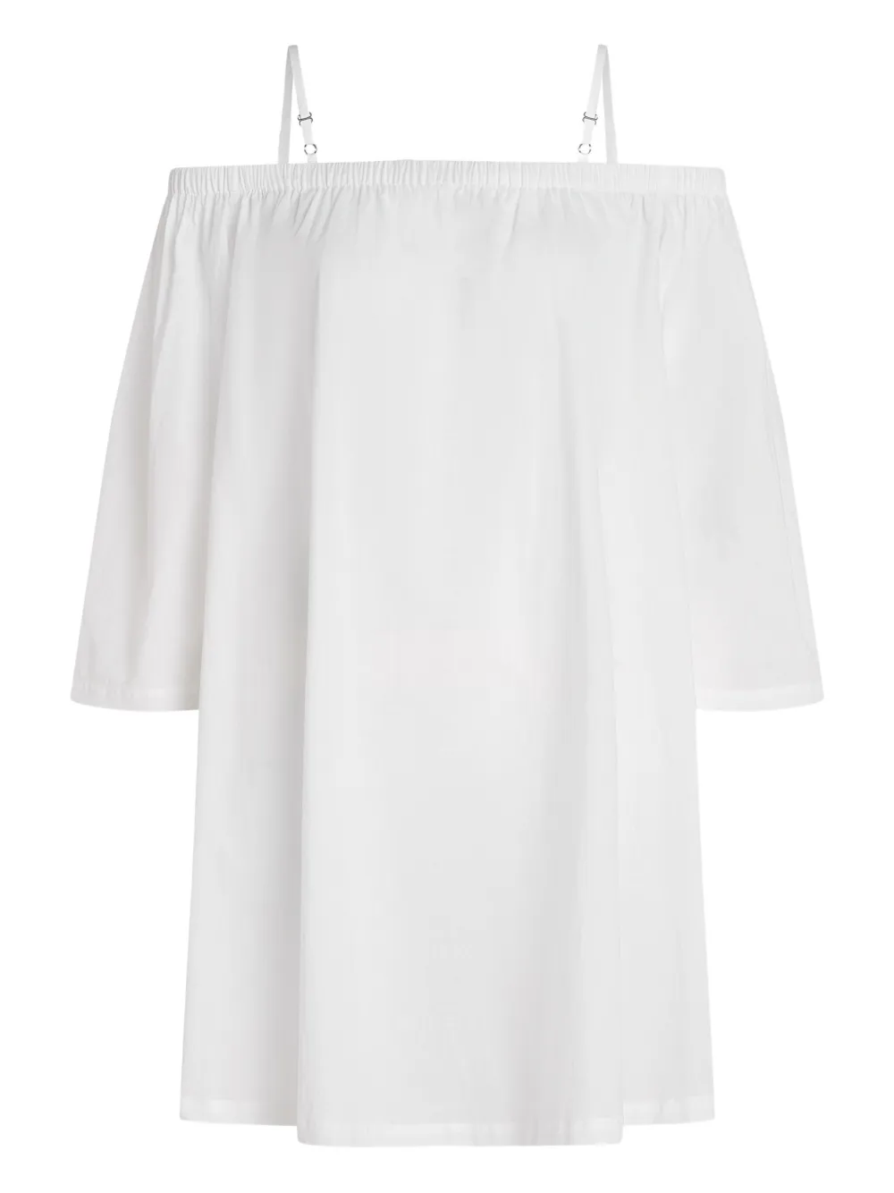 Karl Lagerfeld Signature off-shoulder doorzichtige strandjurk Wit