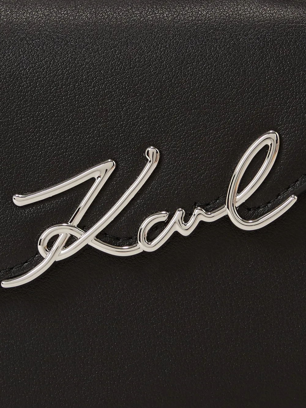 Karl Lagerfeld Signature Slim leren shopper Zwart