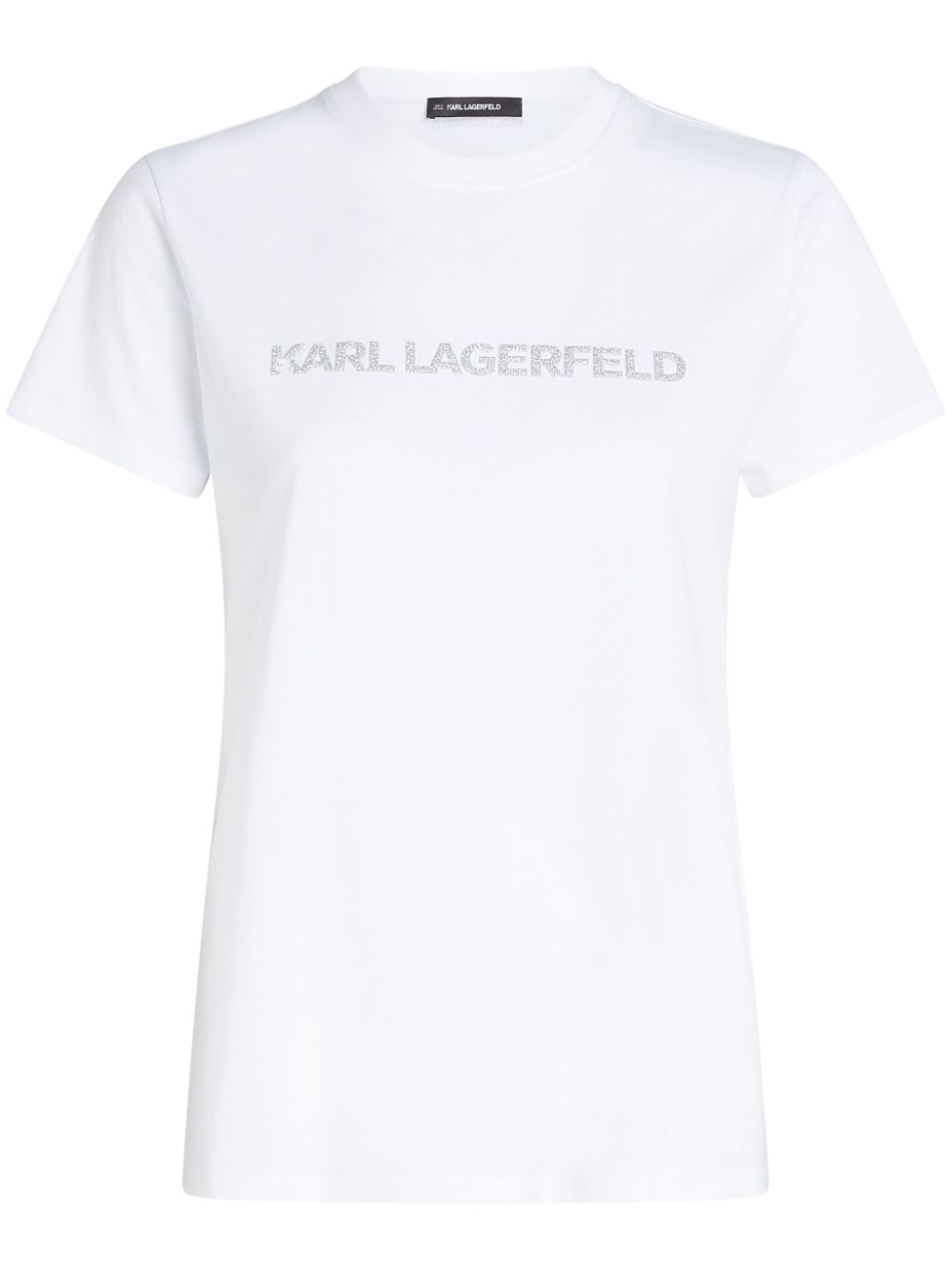 Karl Lagerfeld T-shirt met logo-applicatie en glitters Wit