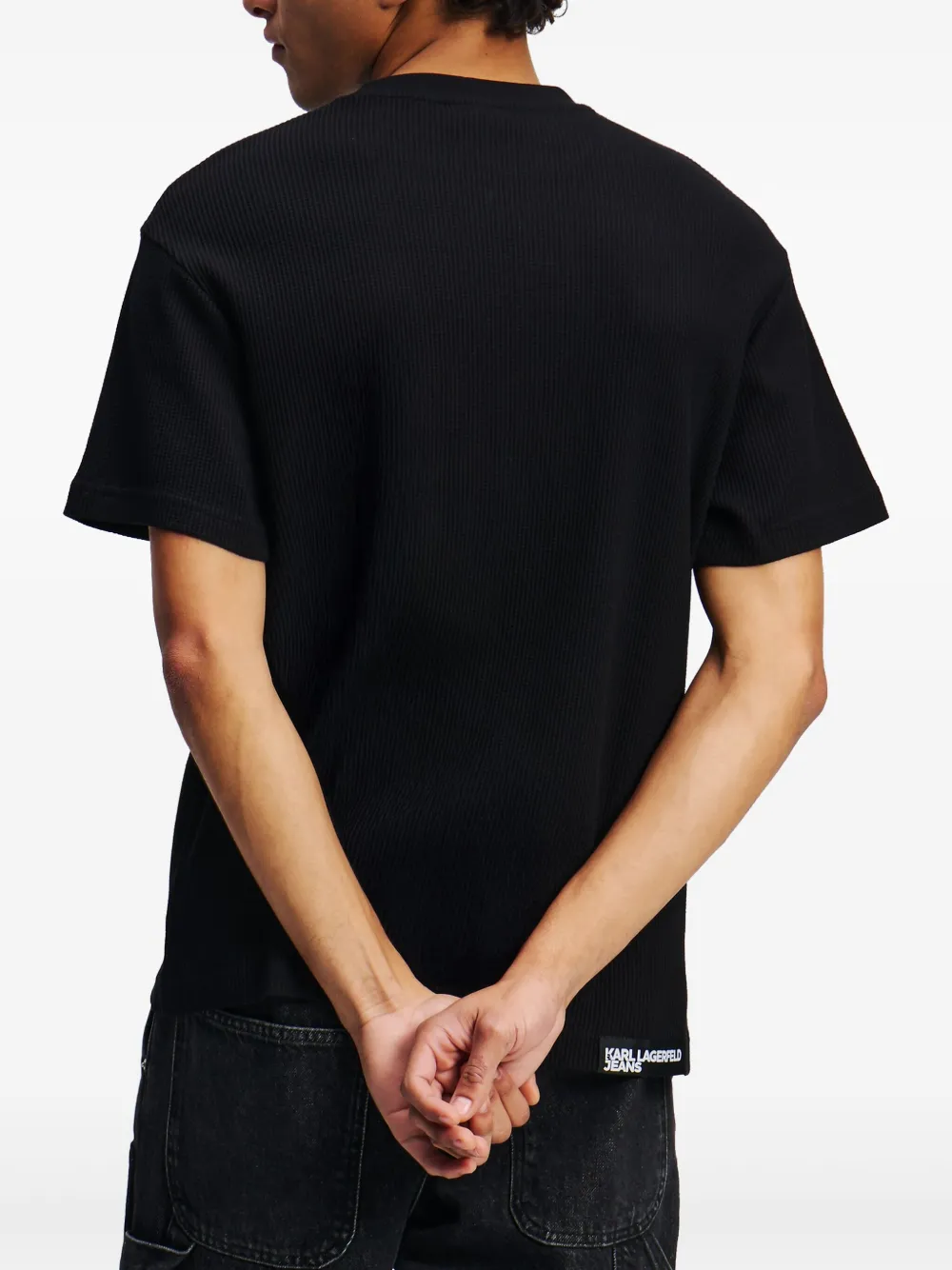 Karl Lagerfeld Jeans T-shirt met wafelpatroon Zwart