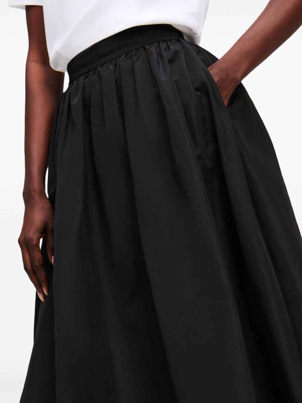 Shop Karl Lagerfeld Pleated Midi Skirt In Black