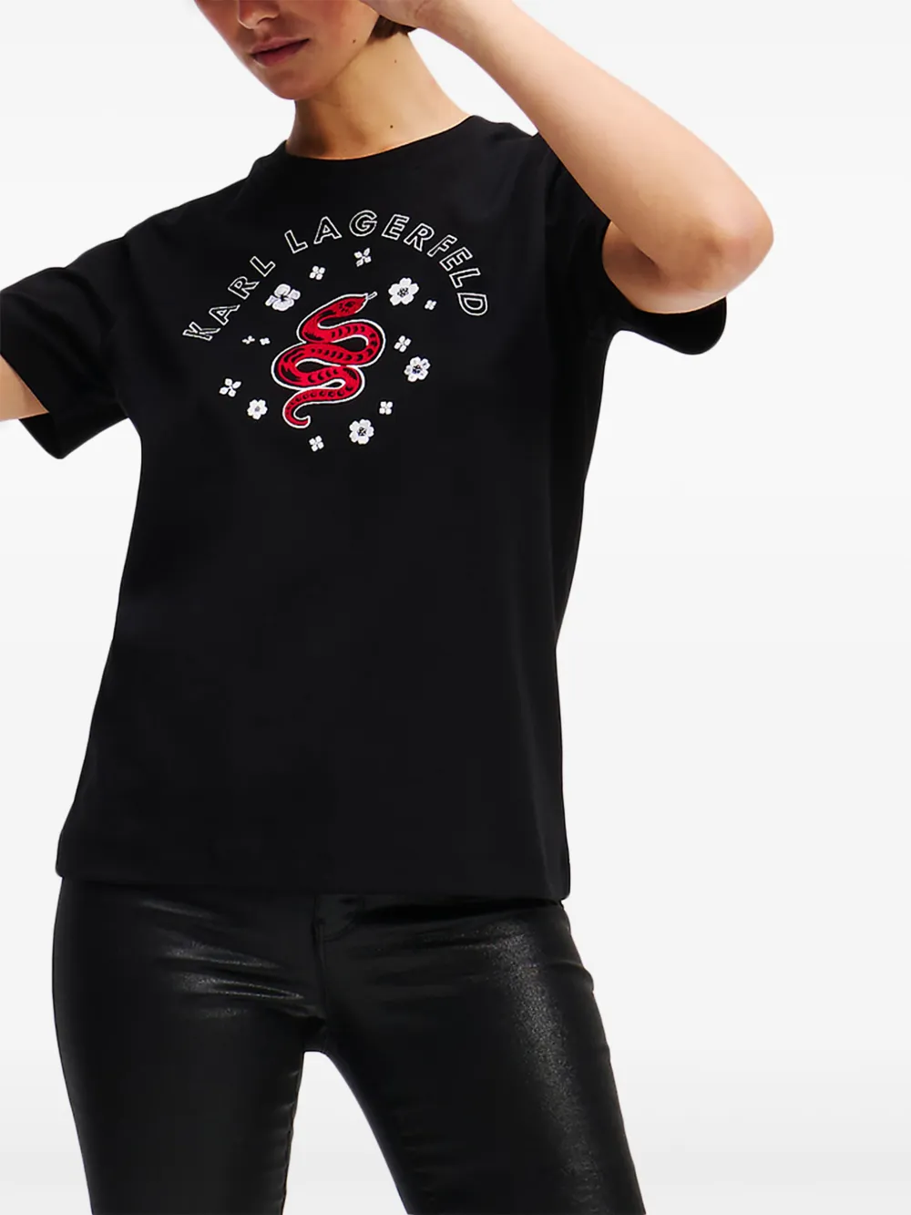 Shop Karl Lagerfeld Lunar New Year T-shirt In Black