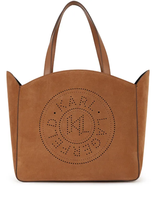 Karl Lagerfeld K Circle perforated design Tote Bag Brown FARFETCH IE