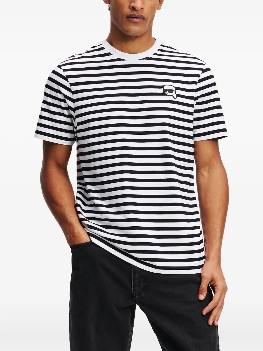 Karl Lagerfeld Ikon gestreept T-shirt Zwart