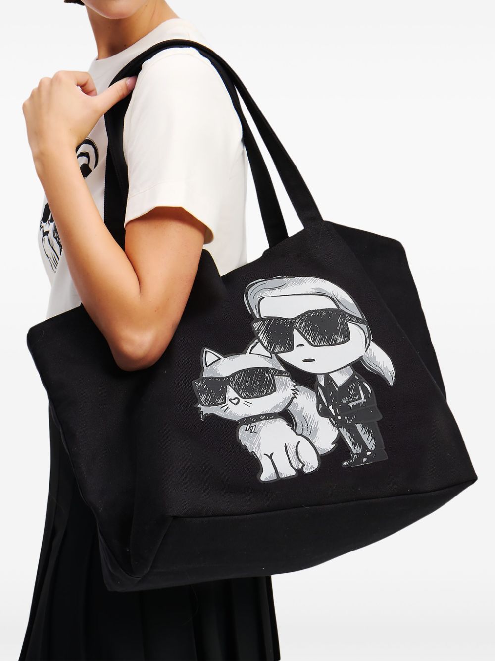 Shop Karl Lagerfeld Ikonik Karl Choupette Tote Bag In Black