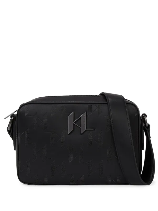 Karl Lagerfeld K Plak Perforated Cross Body Bag Black FARFETCH