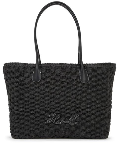 Karl Lagerfeld Signature raffia beach tote bag WOMEN