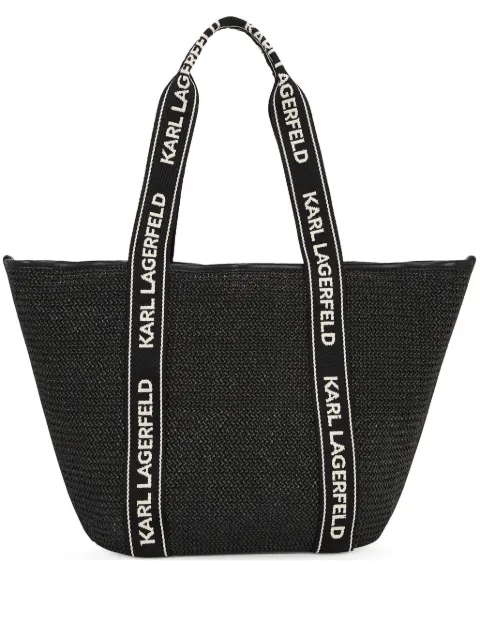 Karl Lagerfeld Signature raffia beach tote bag