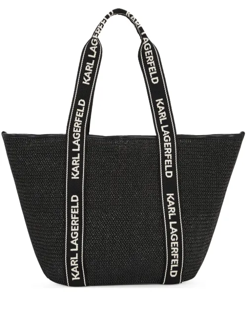 Sac de plage Signature en raphia - Karl Lagerfeld - Modalova