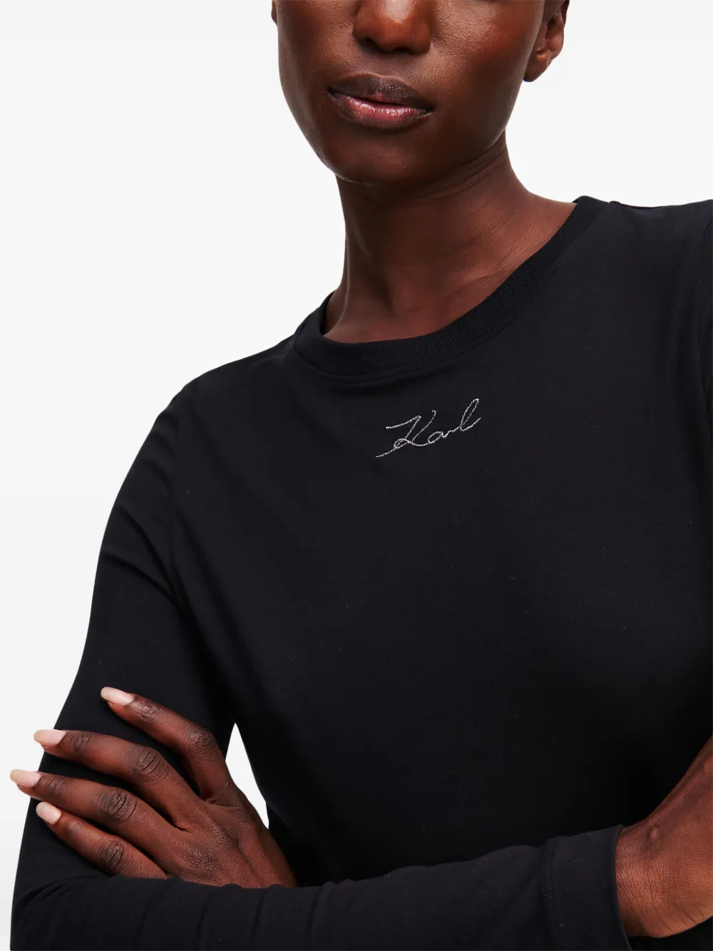 Karl Lagerfeld T-shirt met geborduurd logo Zwart
