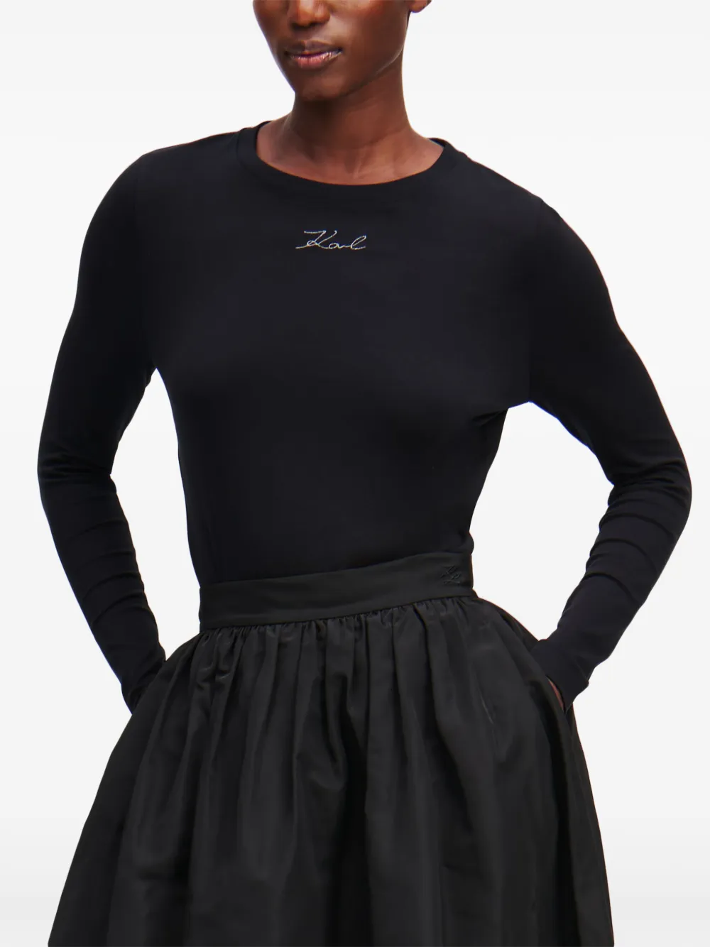 Karl Lagerfeld T-shirt met geborduurd logo Zwart